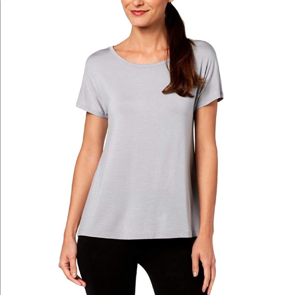 Ideology Cut-Out Short Sleeve Pullover Top Gray